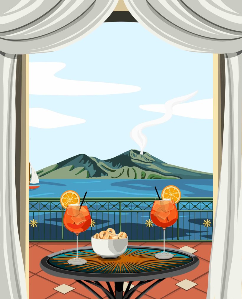 A window onto the bay of Naples with Vesuvio